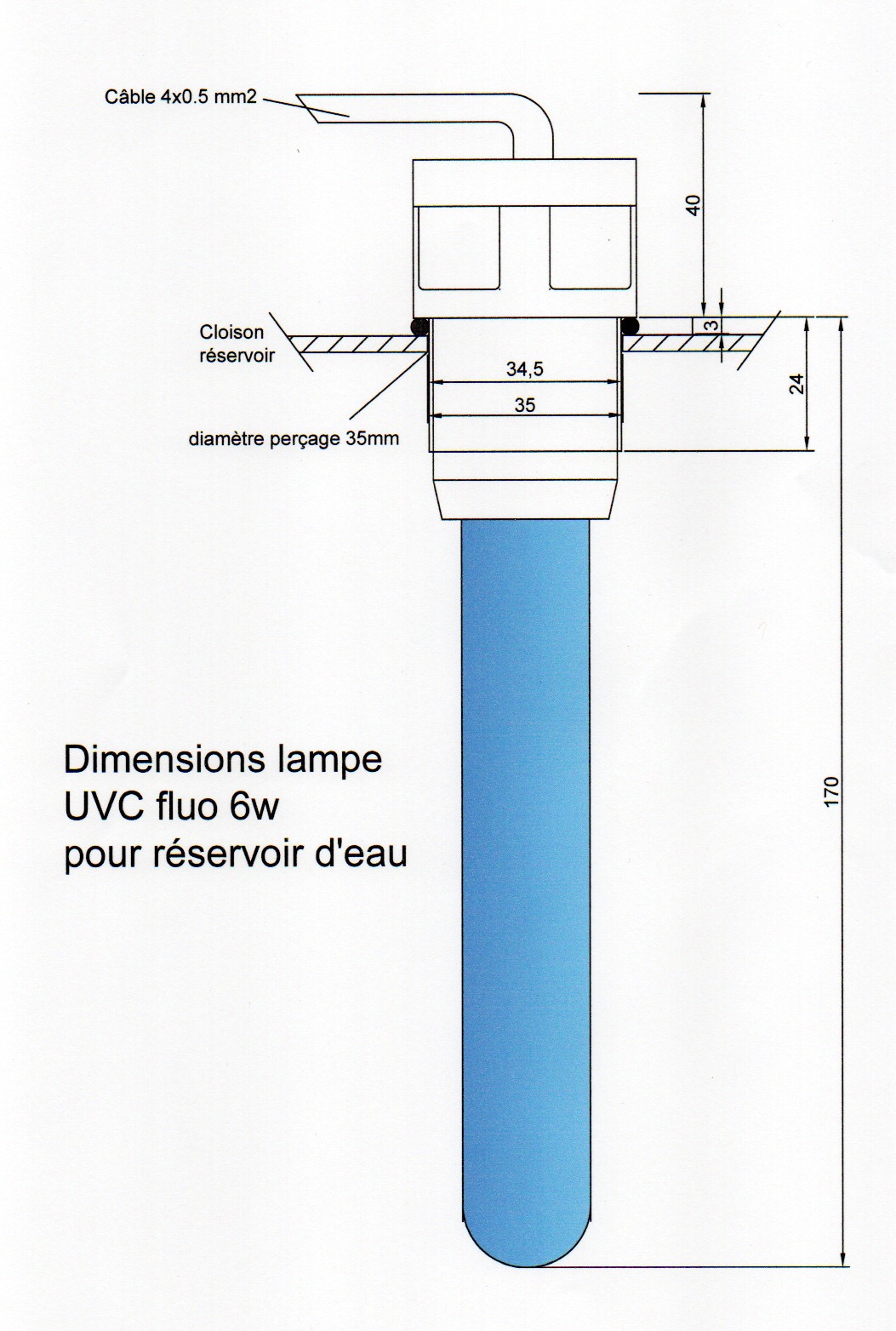 Image de Lampe UVC réservoir 12V fluo 5w